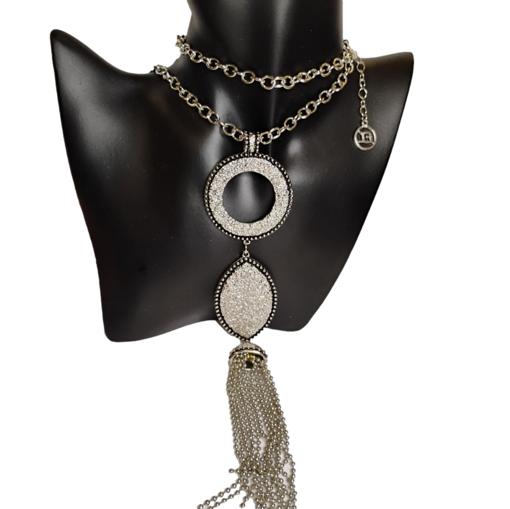 Erica Lyons Silver Tone Pendant Tassel Necklace
